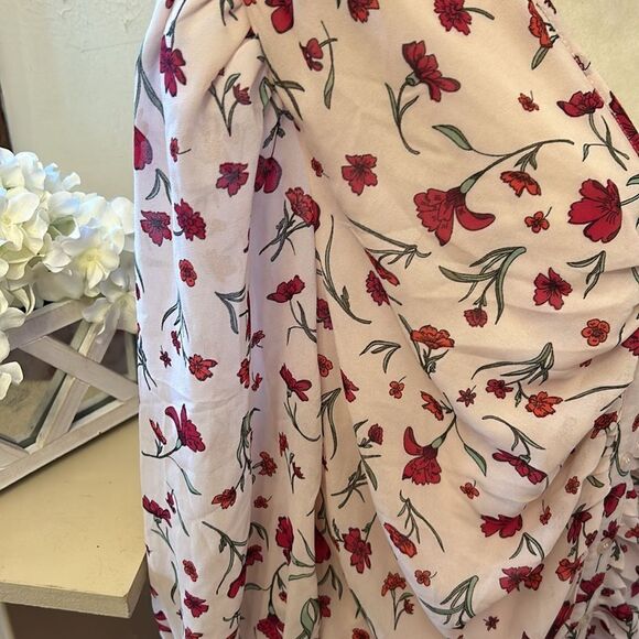 A Love Story pink floral sheer long sleeve button front blouse Size XL EUC - Picture 4 of 11